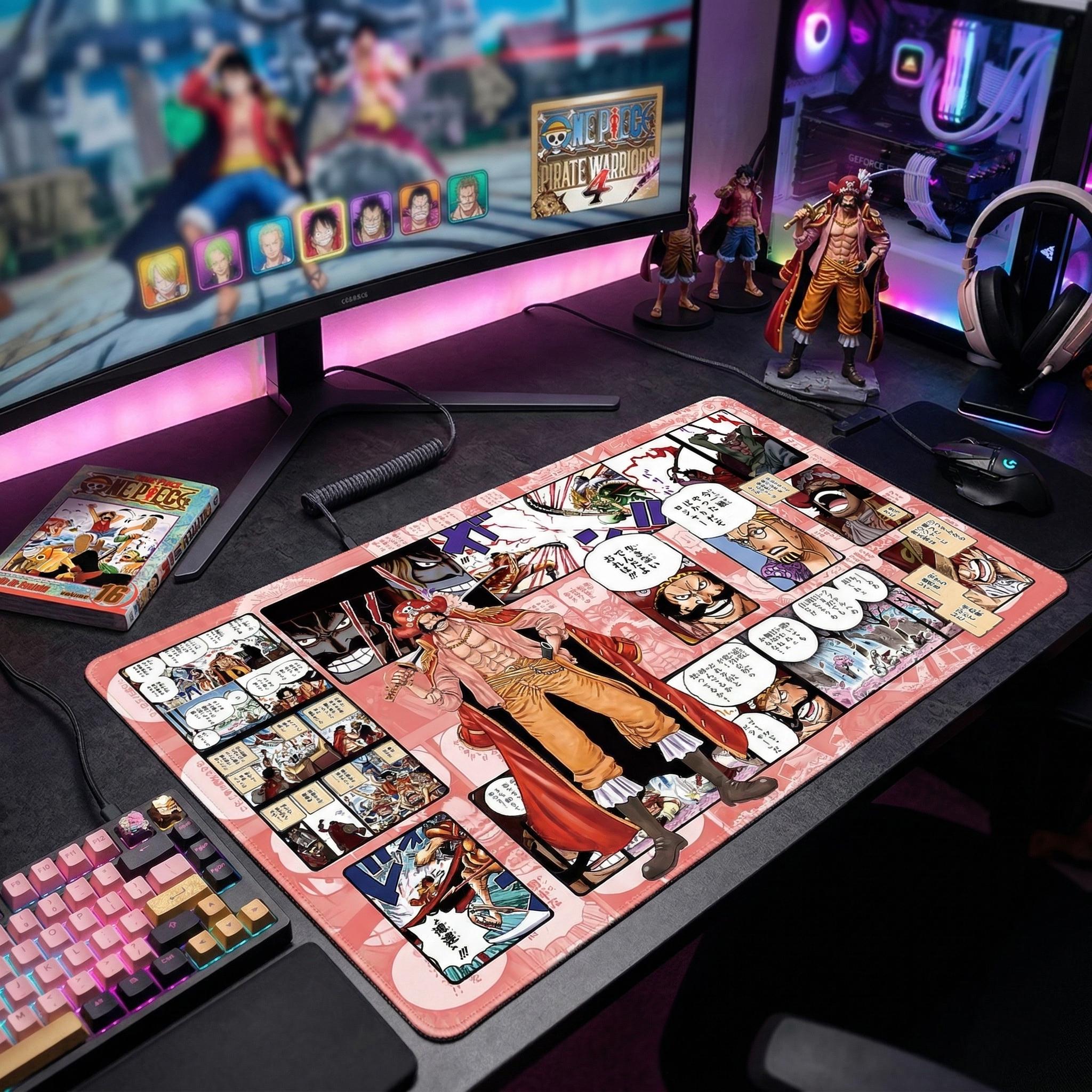 One Piece Playmat - Gol D. Roger Pirate King Manga Panels TCG Mat - One Piece Card Game Desk Mat - Custom Anime Mousepad - Gift for Gamers