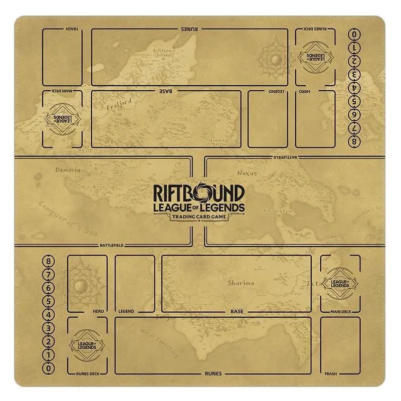 Riftbound Playmat 2 Player League of Legends TCG Mat 24x24 Two Player Card Game Mat Duo Zones Battlefield Tabletop Gaming Desk Mat Gift
