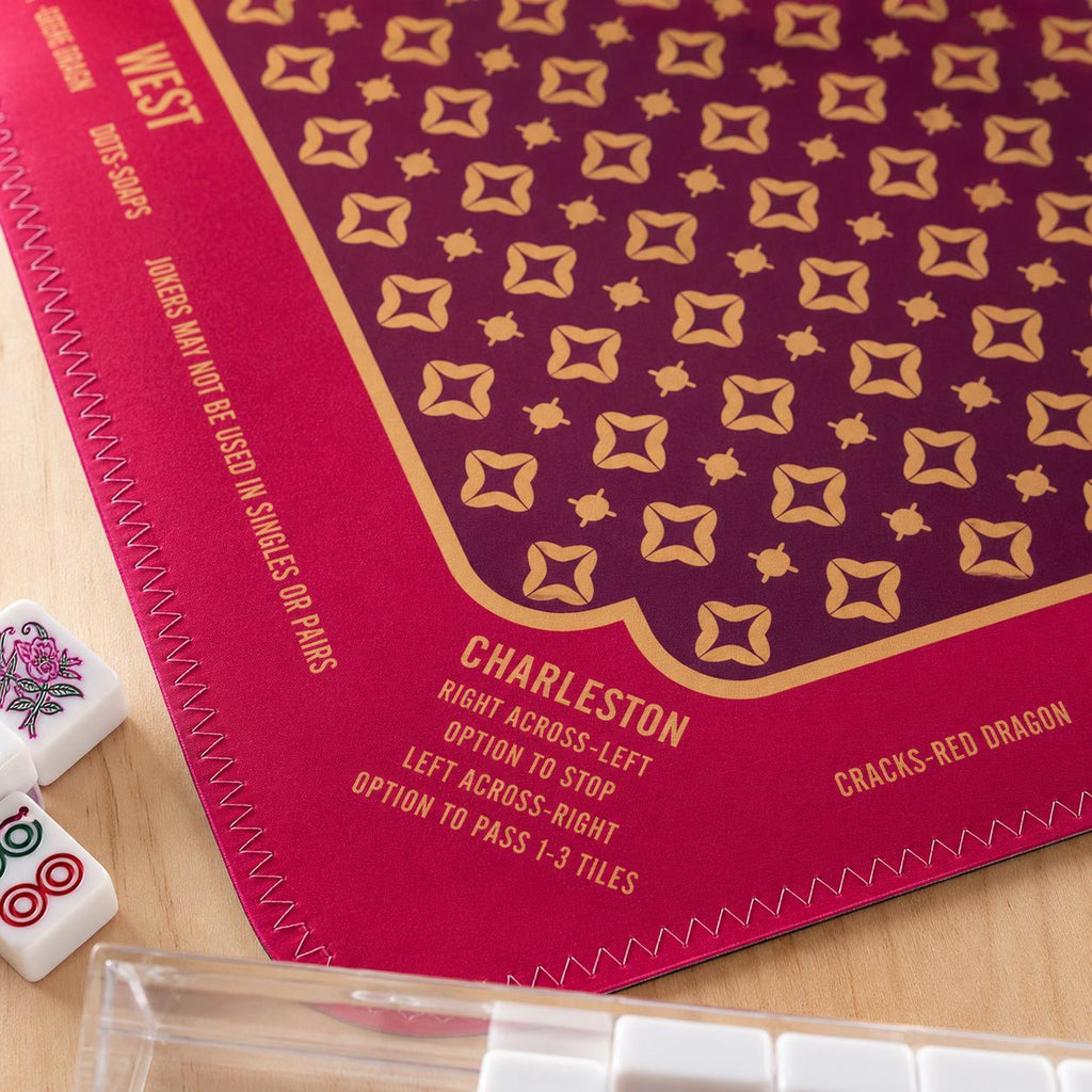 Mahjong Mat with Instructions, Classic Board Game Table Mat with Charleston Rules, Non-Slip Noise Reduction Playing Surface