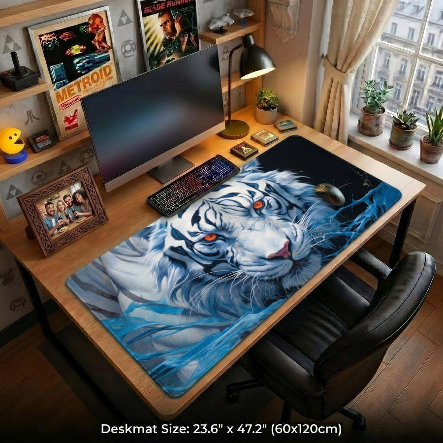 White Tiger Desk Mat