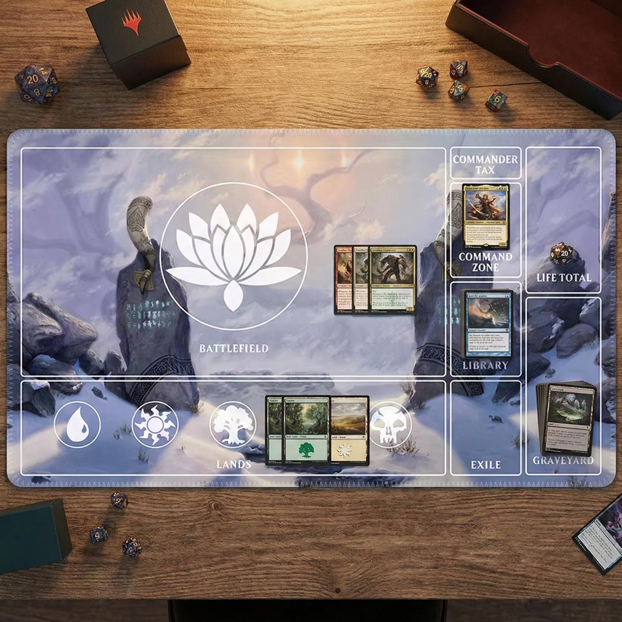 Magic The Gathering Playmat | MTG Commander EDH Playmat | Custom TCG Gaming Mat with Stitched Edges | Card Game Desk Mat | 24x14 Playmat