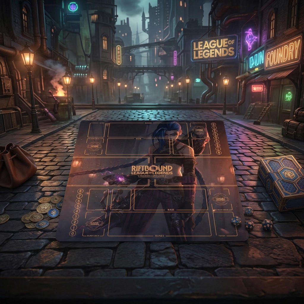Jinx Riftbound Playmat Two Players - League of Legends Trading Card Game - Duo Zones Battlefield 24" x 24" inches (60x60 cm)