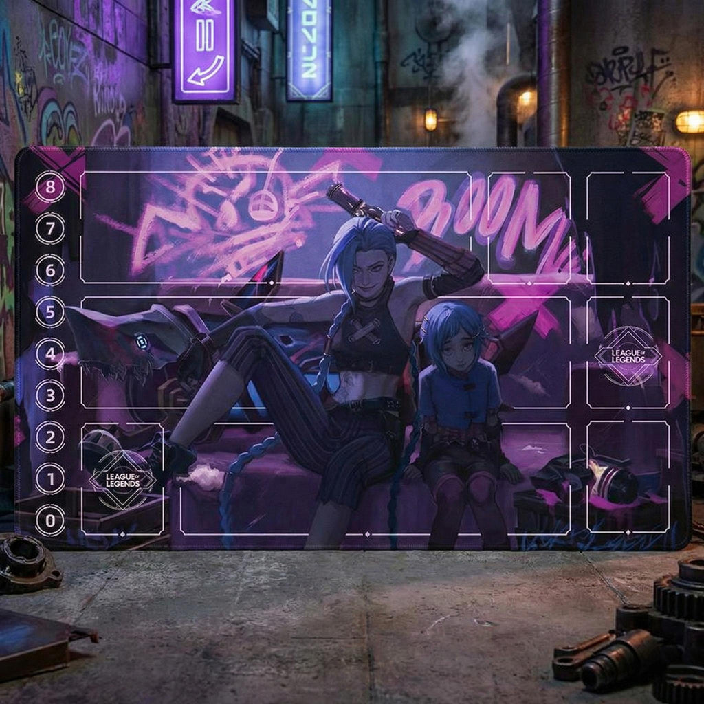 Jinx Arcana Riftbound LOL Playmat - League of Legends Inspired Trading Card Game - 24" x 14" inches (600 x 350 x 2 mm) Stitched Edges