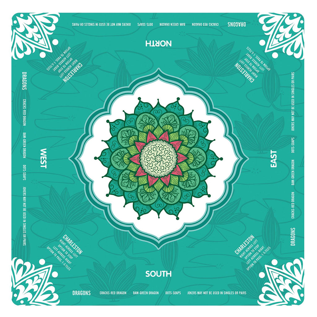 Lotus Flower Mahjong Mat with Instructions | NMJL Play Mat with Charleston Rules | Mahjong Accessories Playmat