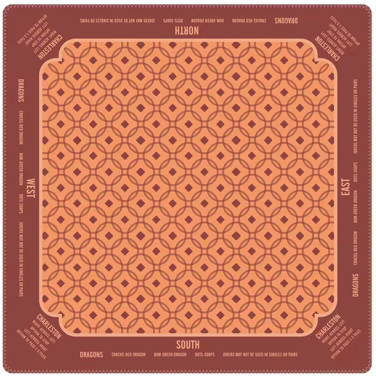 Mahjong Mat with Instructions, Classic Board Game Table Mat with Charleston Rules, Non-Slip Noise Reduction Playing Surface