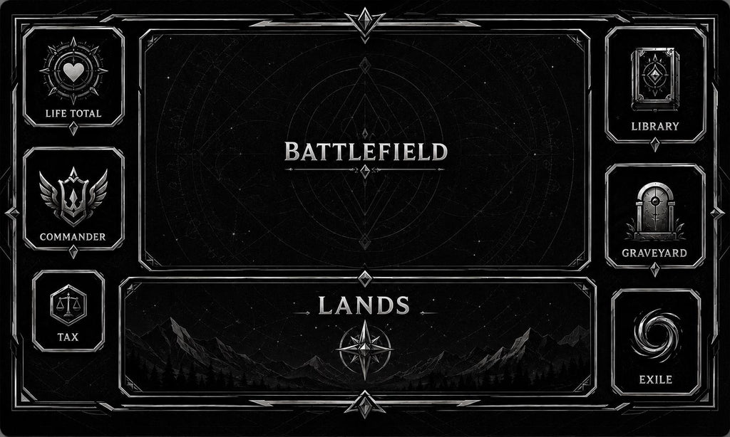 Commander Playmat with Zones – 24" x 14" MTG EDH Learning Mat, New Player Gift & Trading Card Game Accessory