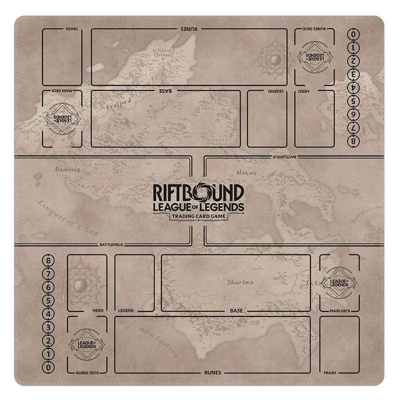 Riftbound TCG Playmat Two Player, League of Legends 24x24 Card Game Mat, Duo Battlefield Tabletop Desk Mat, Gamer Gift