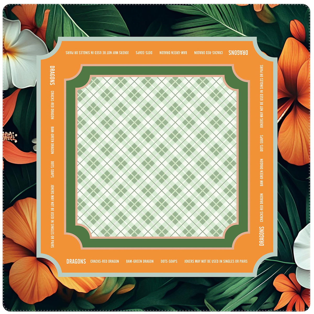 Tropical Botanical Plaid Mahjong Mat