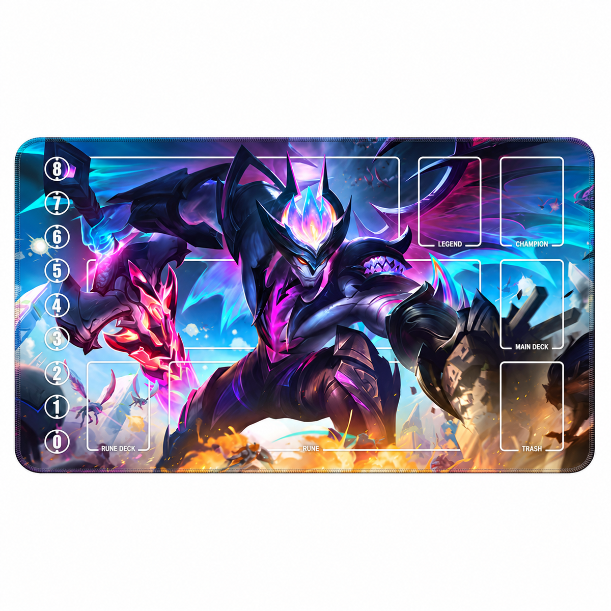 Dragonmancer Aatrox Riftbound TCG playmat — full Zone artwork on white