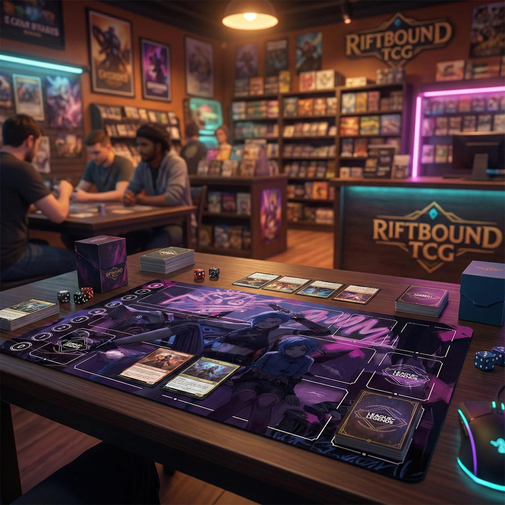 Jinx Arcana Riftbound LOL Playmat - League of Legends Inspired Trading Card Game - 24" x 14" inches (600 x 350 x 2 mm) Stitched Edges