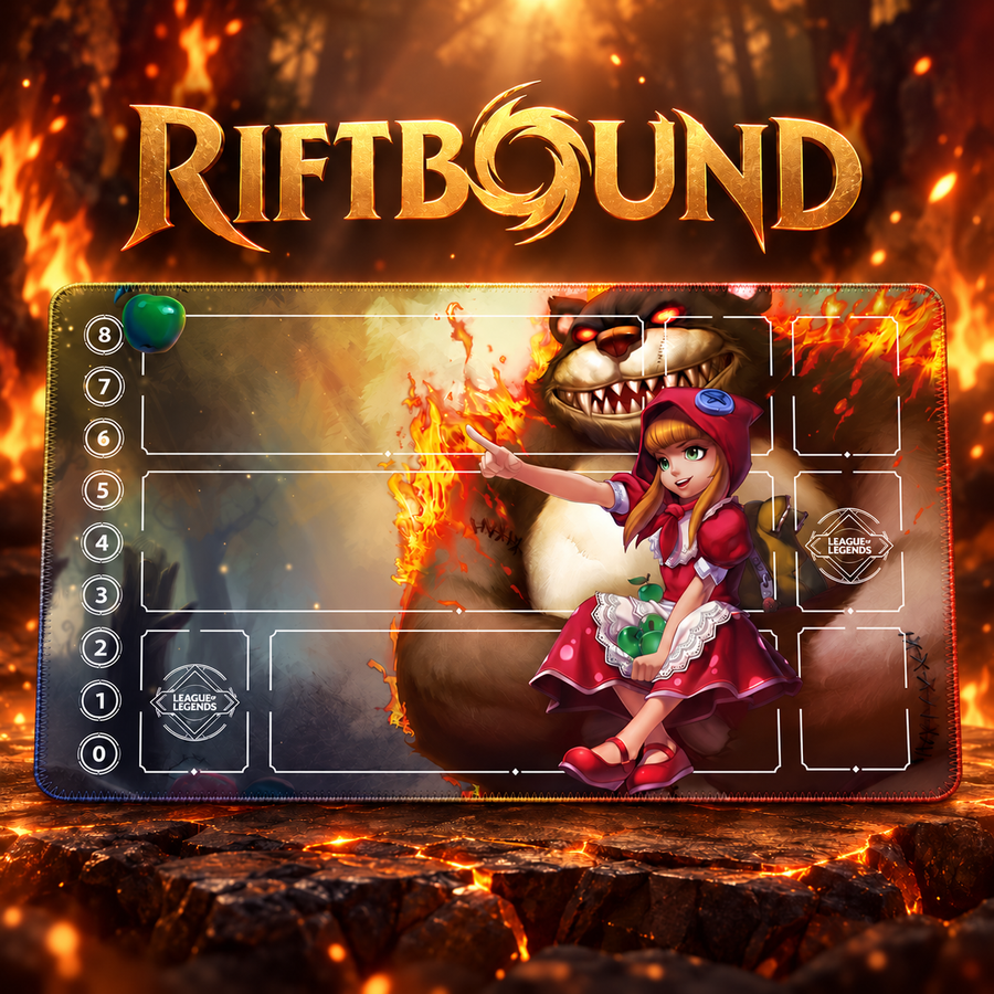 Annie and Tibbers Riftbound hero with artwork-matched stitched edges