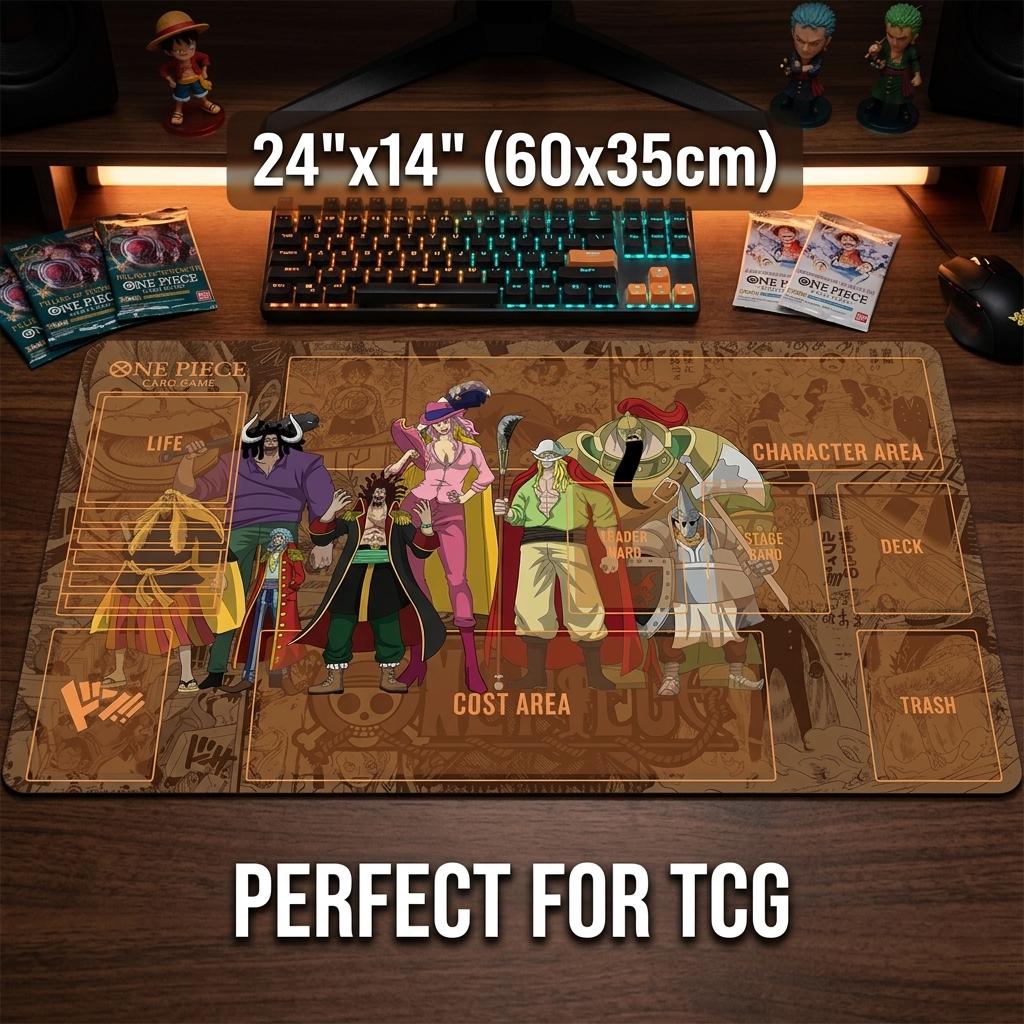 One Piece Card Game Playmat with Zones, Rocks Pirates Playmat, Kaido Whitebeard Big Mom TCG Mat, Custom Anime Desk Mat, TCG Gaming Mousepad
