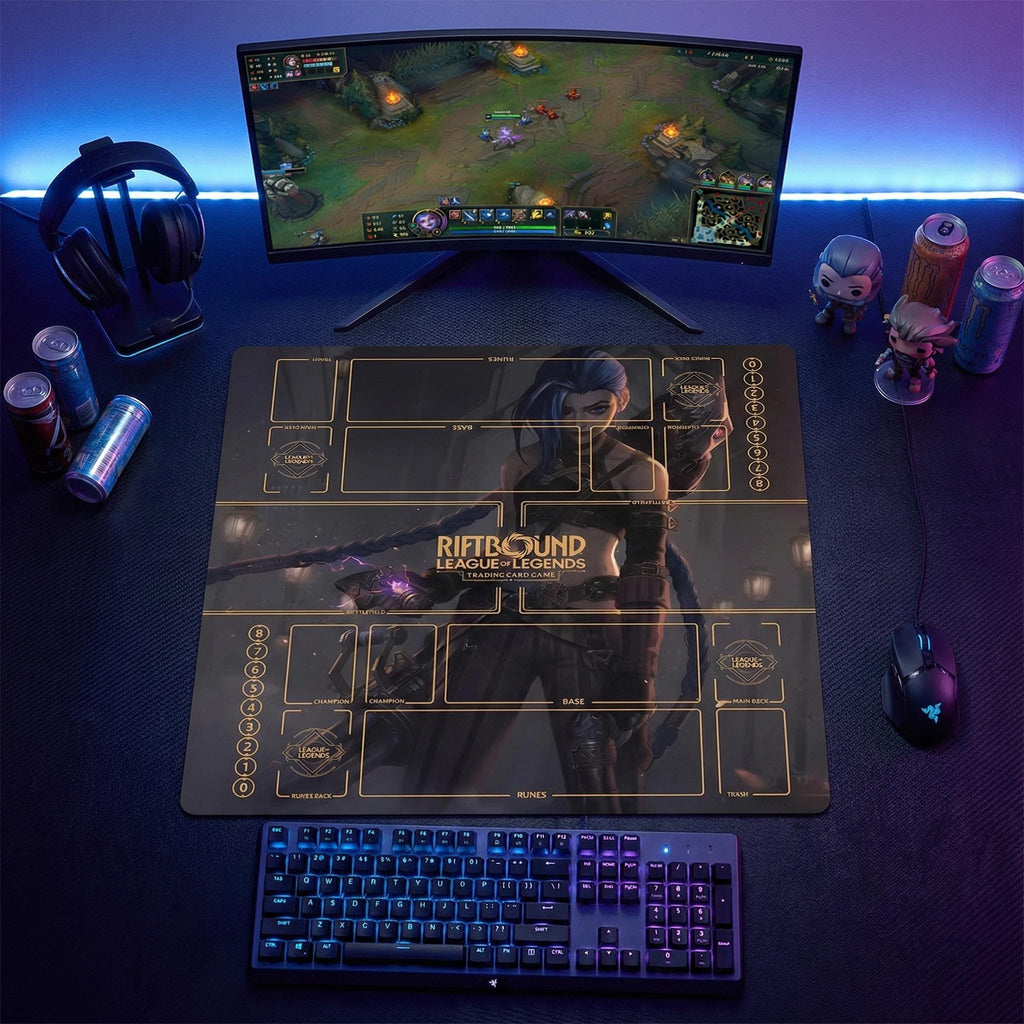 Jinx Riftbound Playmat Two Players - League of Legends Trading Card Game - Duo Zones Battlefield 24" x 24" inches (60x60 cm)