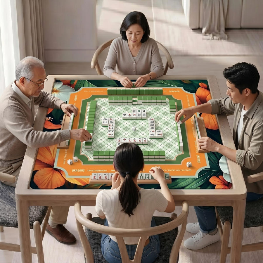 Tropical Botanical Border Mahjong Mat