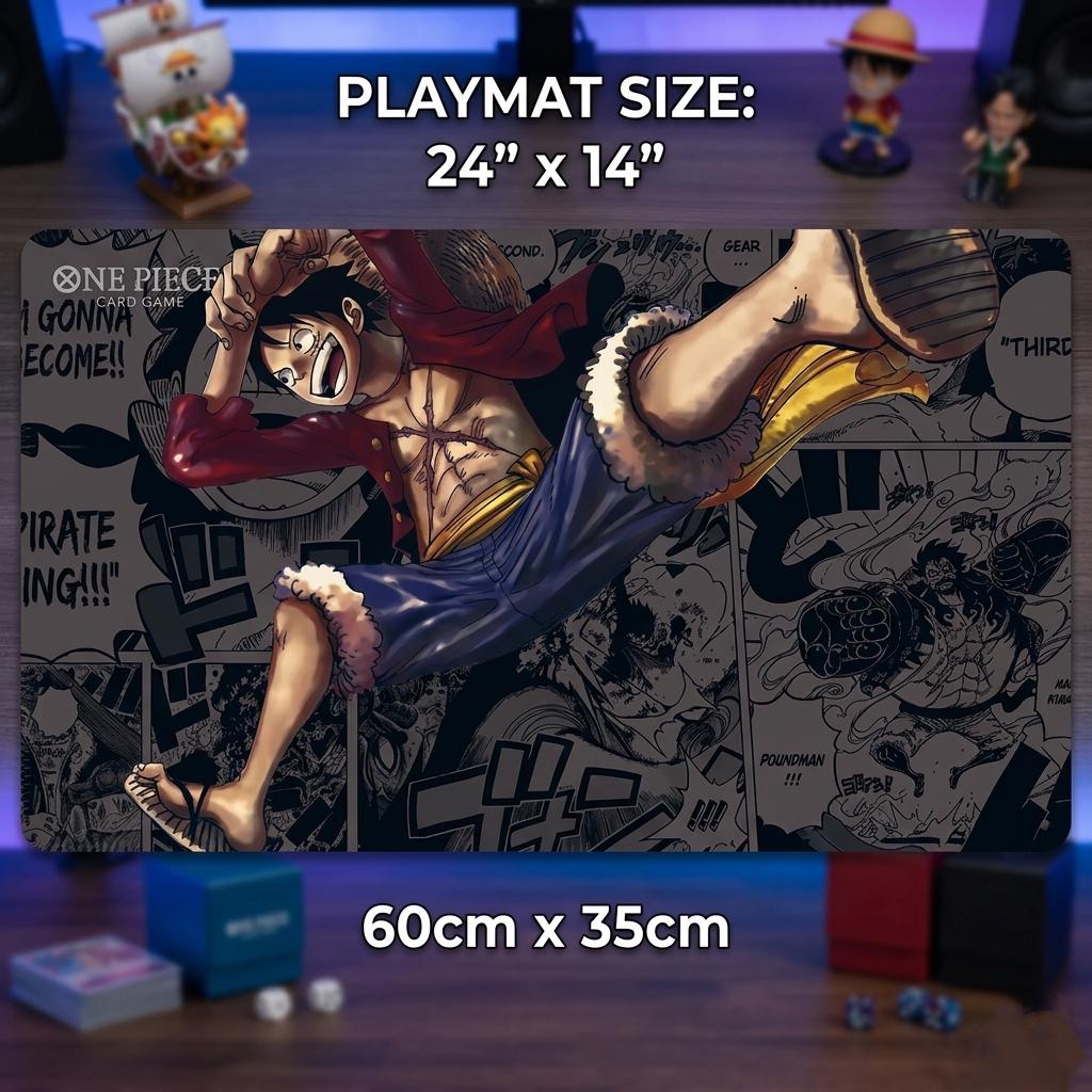 One Piece Card Game Playmat with Zones, Monkey D Luffy TCG Mat, Anime Desk Mat, Custom Gear 5 Straw Hat Pirate Board Game Mat, TCG Gift