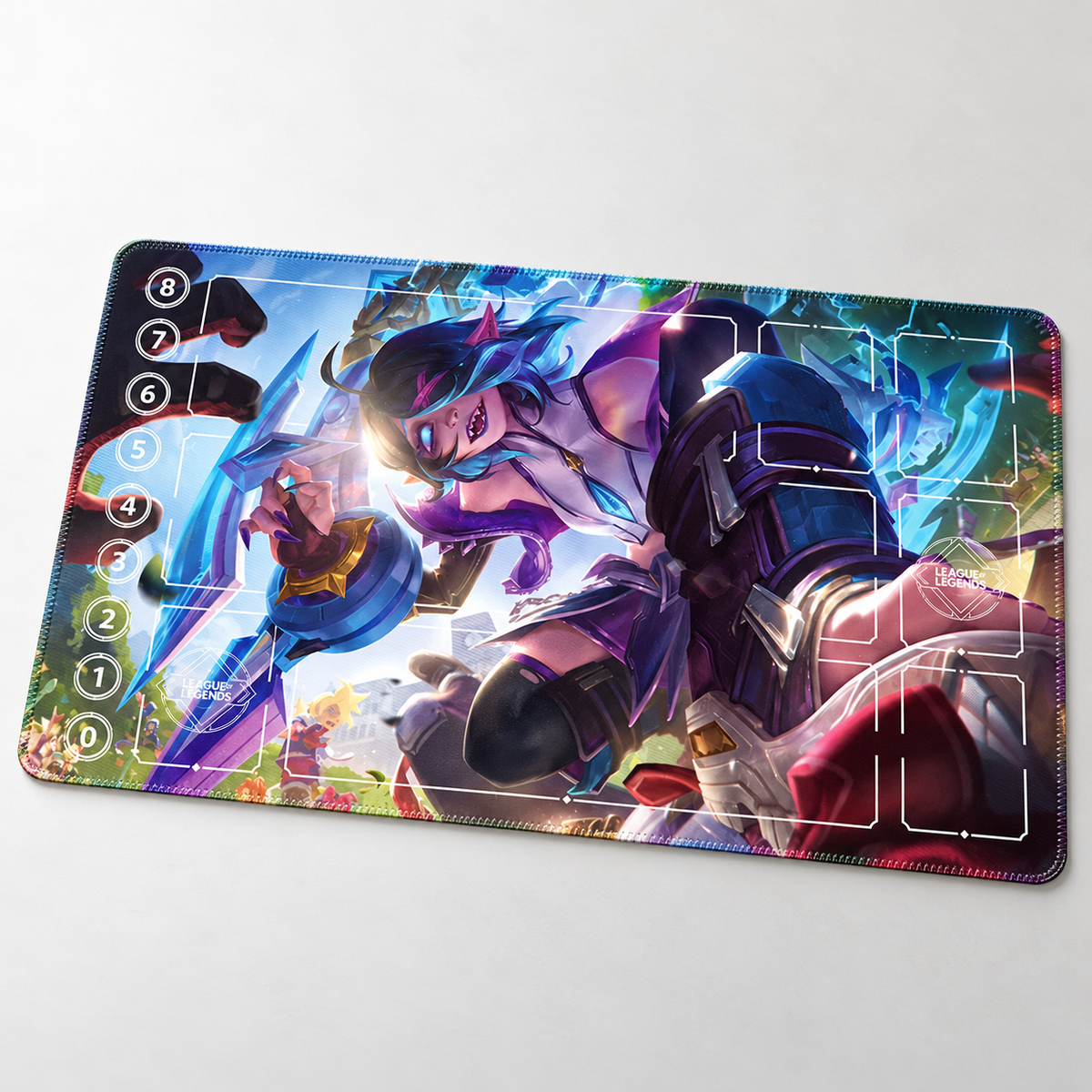 Briar Riftbound playmat angled view with artwork-matched stitched edges