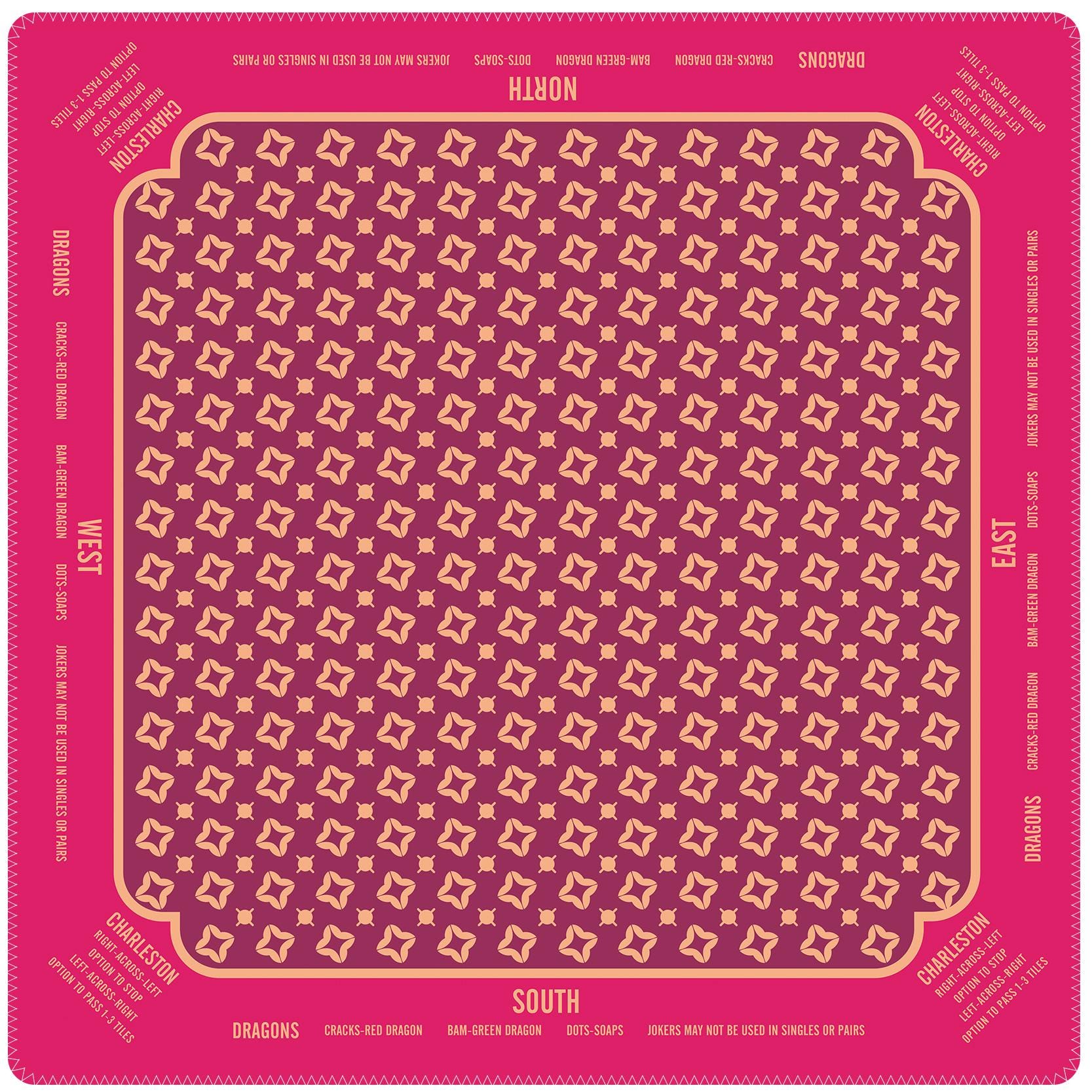 Mahjong Mat with Instructions, Classic Board Game Table Mat with Charleston Rules, Non-Slip Noise Reduction Playing Surface