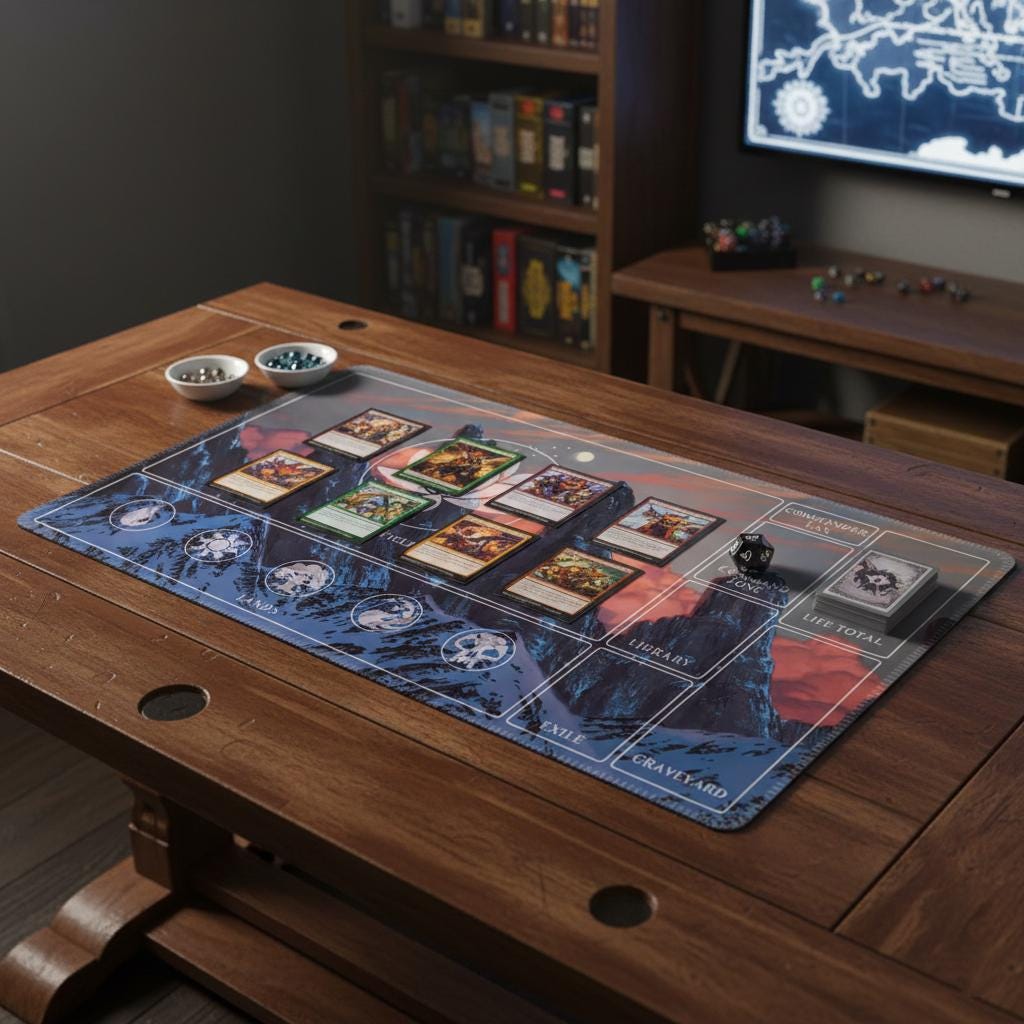 Snowy Mountain Sunset Art MTG Playmat