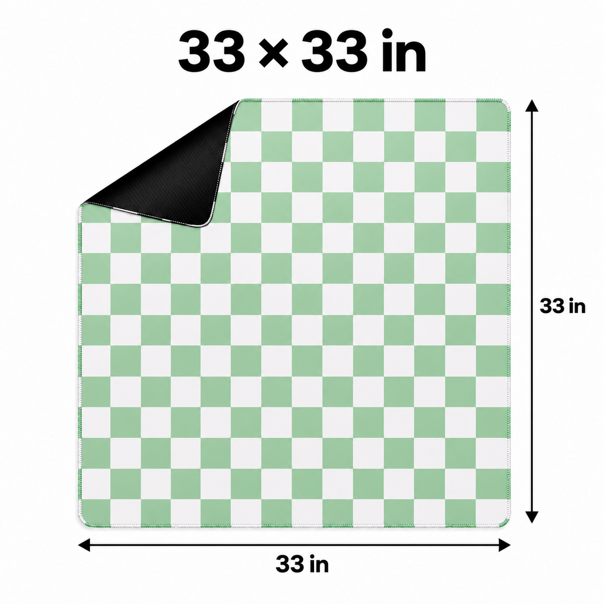 Checker green mahjong mat 33 by 33 inch size graphic with artwork-colored stitching