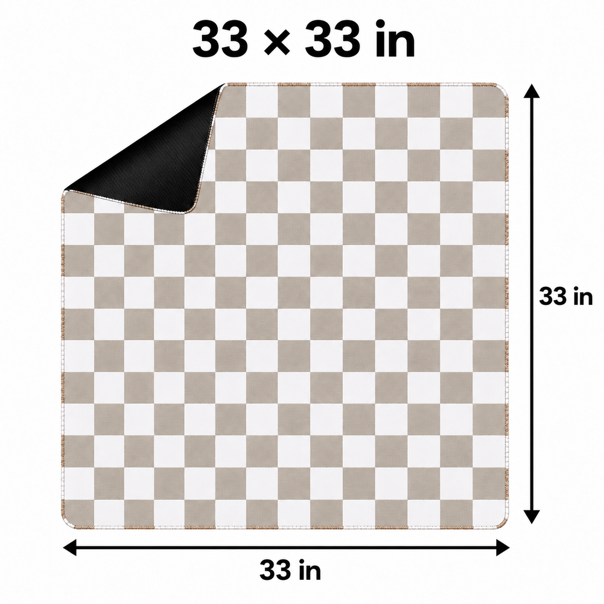 Checker mocha mahjong mat 33 by 33 inch size graphic with artwork-colored stitching