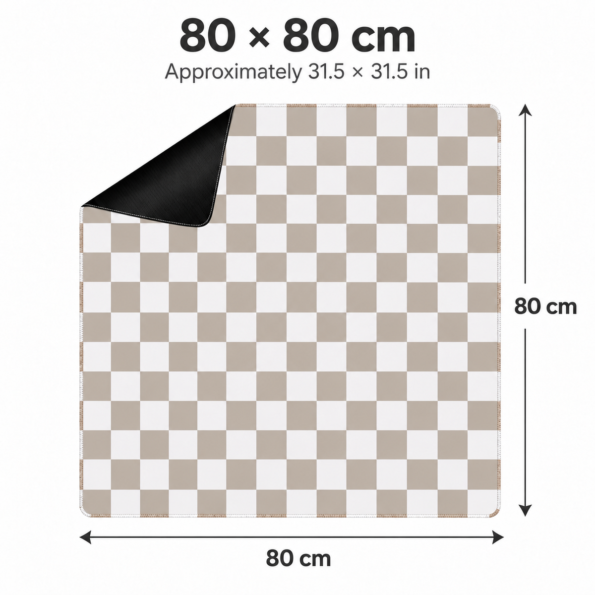 Checker mocha mahjong mat 80 by 80 cm dimensions, approximately 31.5 by 31.5 inches