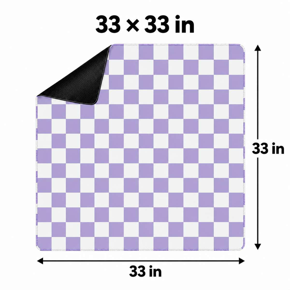 Checker purple mahjong mat 33 by 33 inch size graphic with artwork-colored stitching