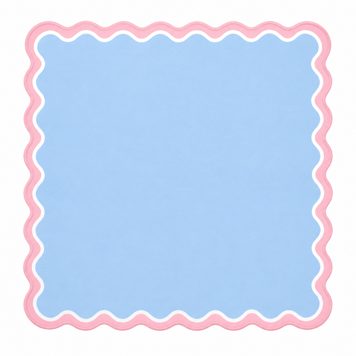 Cotton Candy Scallop mahjong mat with pastel blue center and pink border