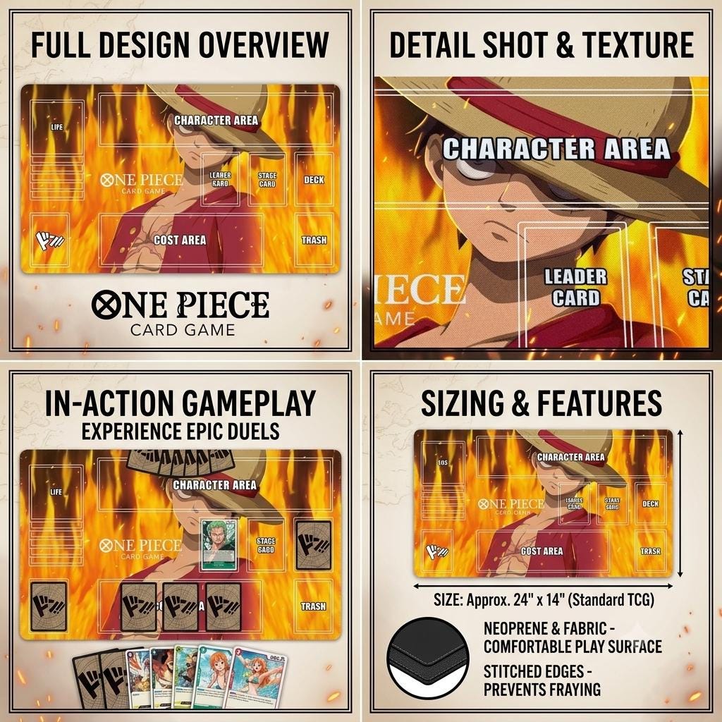 Fiery Luffy One Piece Playmat