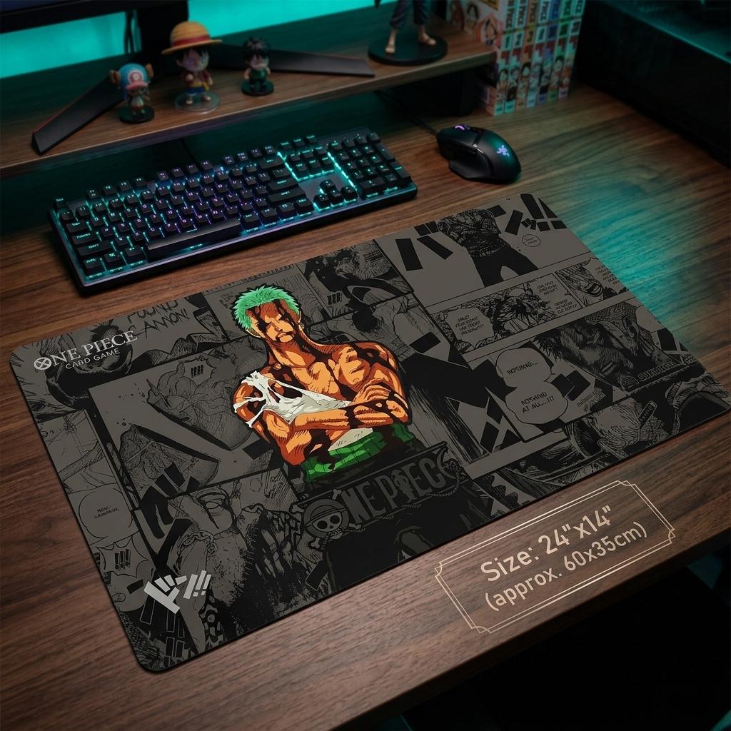 One Piece Card Game Playmat - Roronoa Zoro Nothing Happened Manga Style TCG Play Mat - Anime Trading Card Game Desk Mat & Mousepad