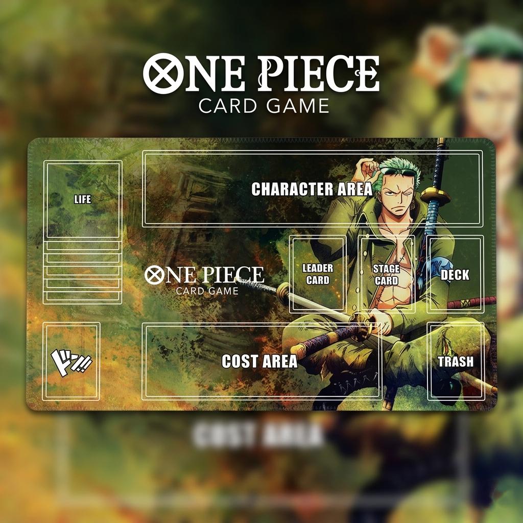 One Piece Card Game Playmat Roronoa Zoro, TCG Playmat with Zones, Custom Anime Playmat, Desk Mat, Zoro TCG Mat, Gift for Gamer