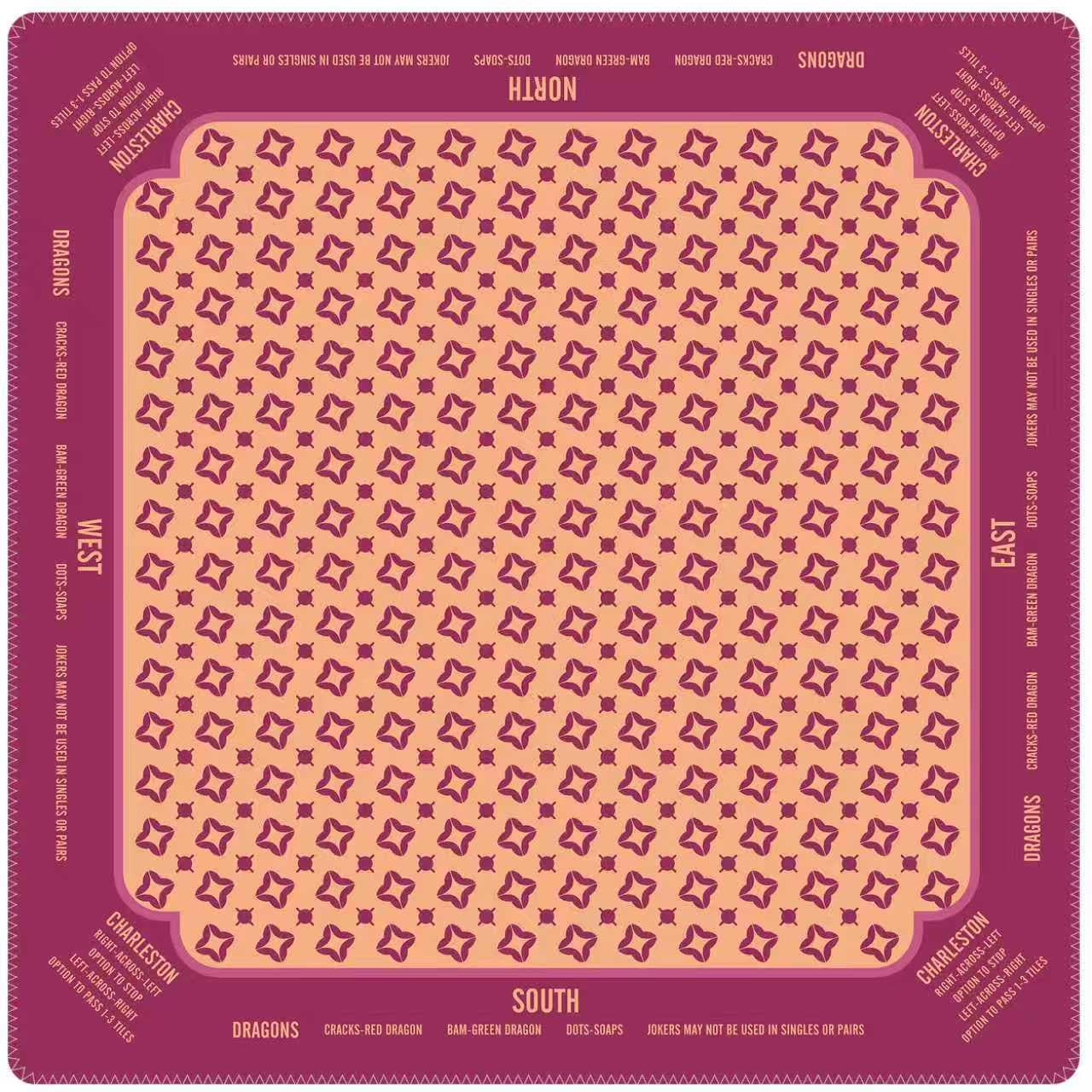 Mahjong Mat with Instructions, Classic Board Game Table Mat with Charleston Rules, Non-Slip Noise Reduction Playing Surface