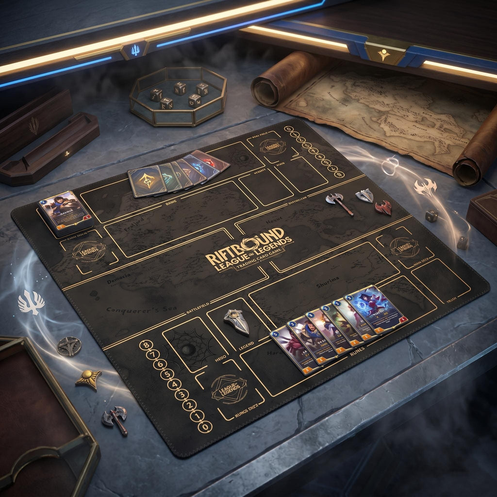Riftbound Playmat 2 Player League of Legends TCG Mat 24x24 Two Player Card Game Mat Duo Zones Battlefield Tabletop Gaming Desk Mat Gift