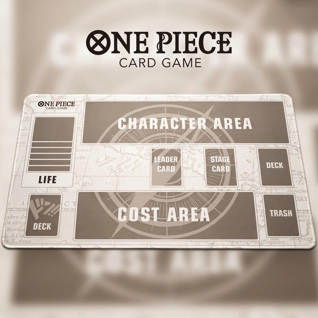 One Piece TCG Playmat with Card Zones | Minimalist Vintage Map TCG Mat, Custom 24x14 Tournament Desk Mat | One Piece Card Game Board Playmat