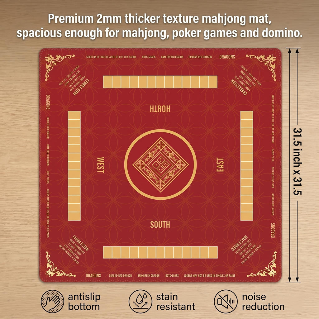 Elegant Red & Gold Mahjong Mat