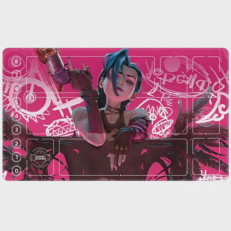 Jinx Arcana Riftbound TCG Playmat with Zones - League of Legends Inspired Trading Card Game - 24" x 14" inches Stitched Edges