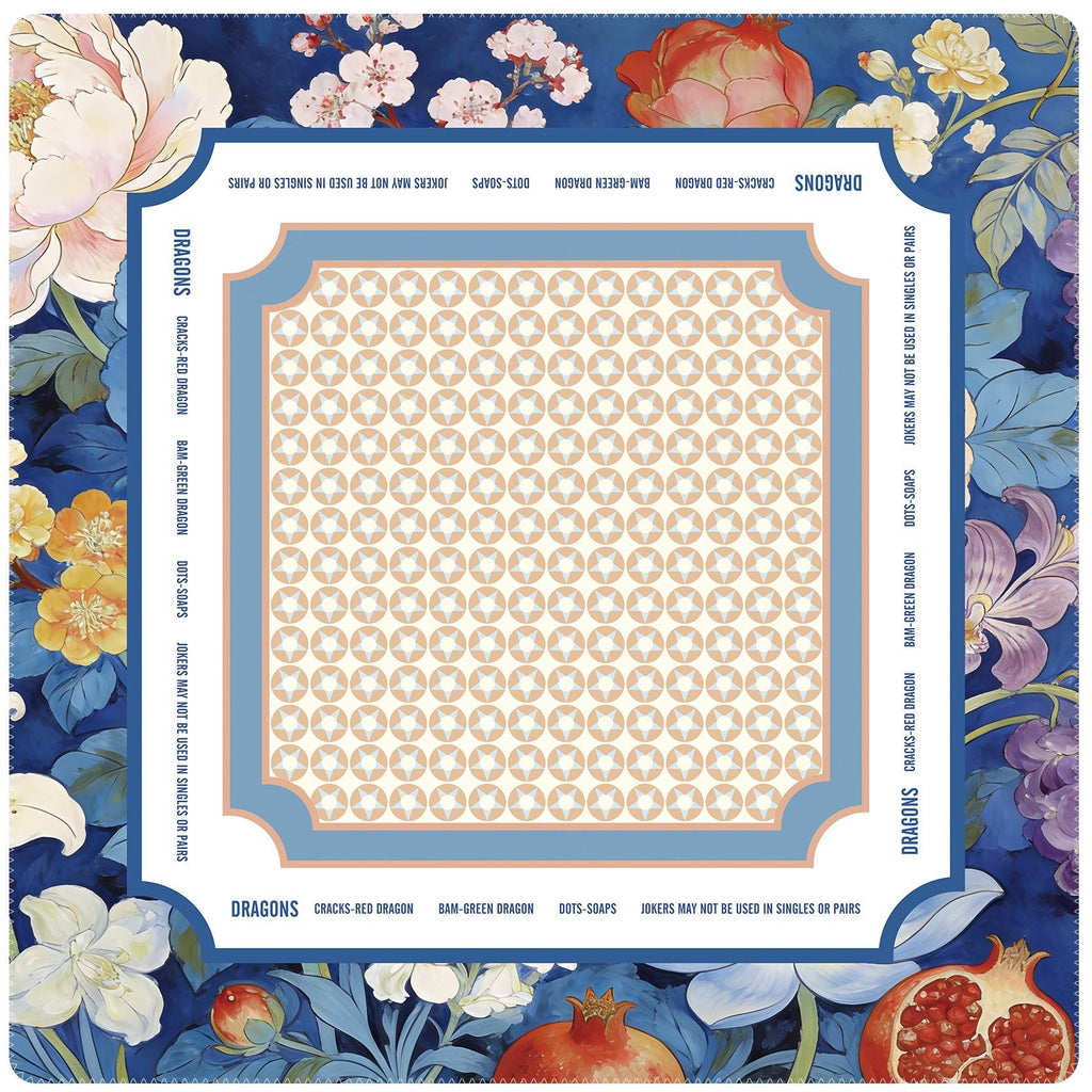 Blue Floral Botanical Mahjong Playmat