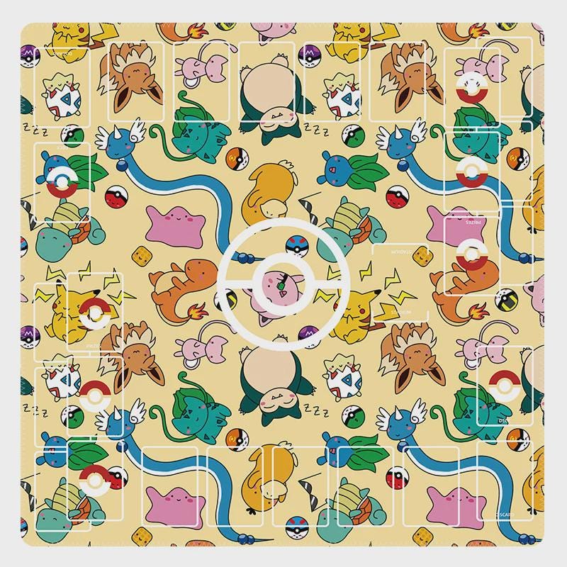 Duo Pokemon Playmat | 2 Player TCG Battle Mat | Double Field Resource & Battle Zones | Two-Player Layout | 24 x 24 inches