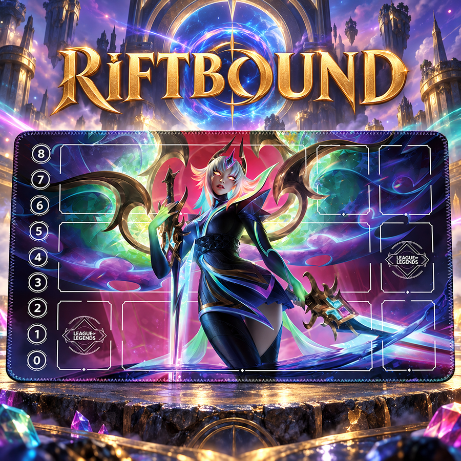 Empyrean Kayle Riftbound TCG playmat — themed hero