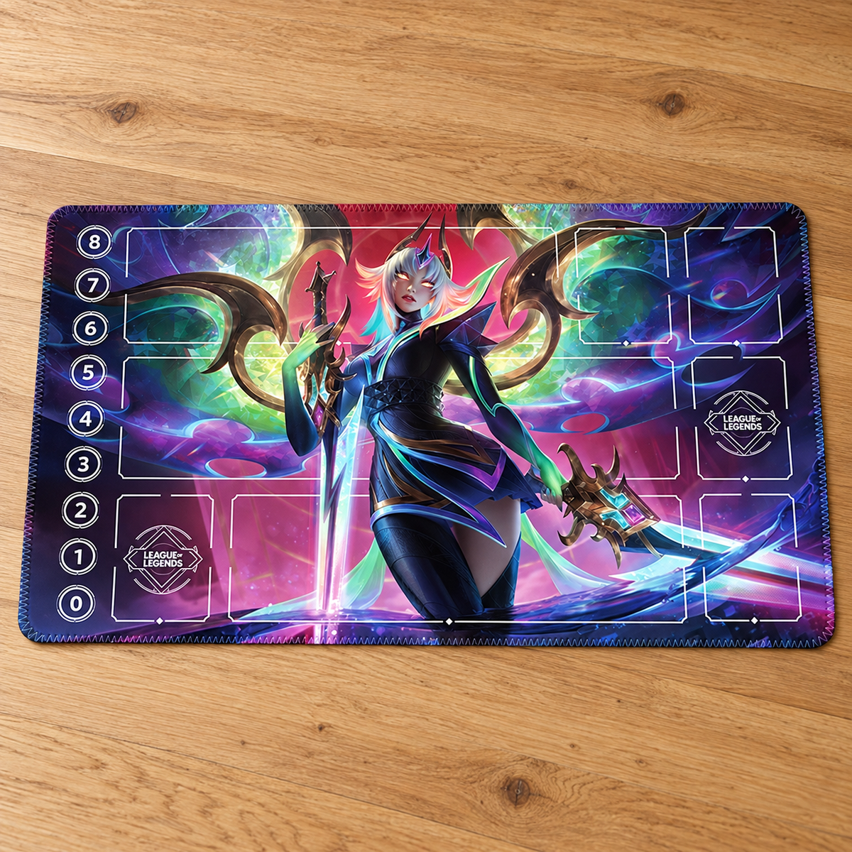 Empyrean Kayle Riftbound TCG playmat — tabletop view