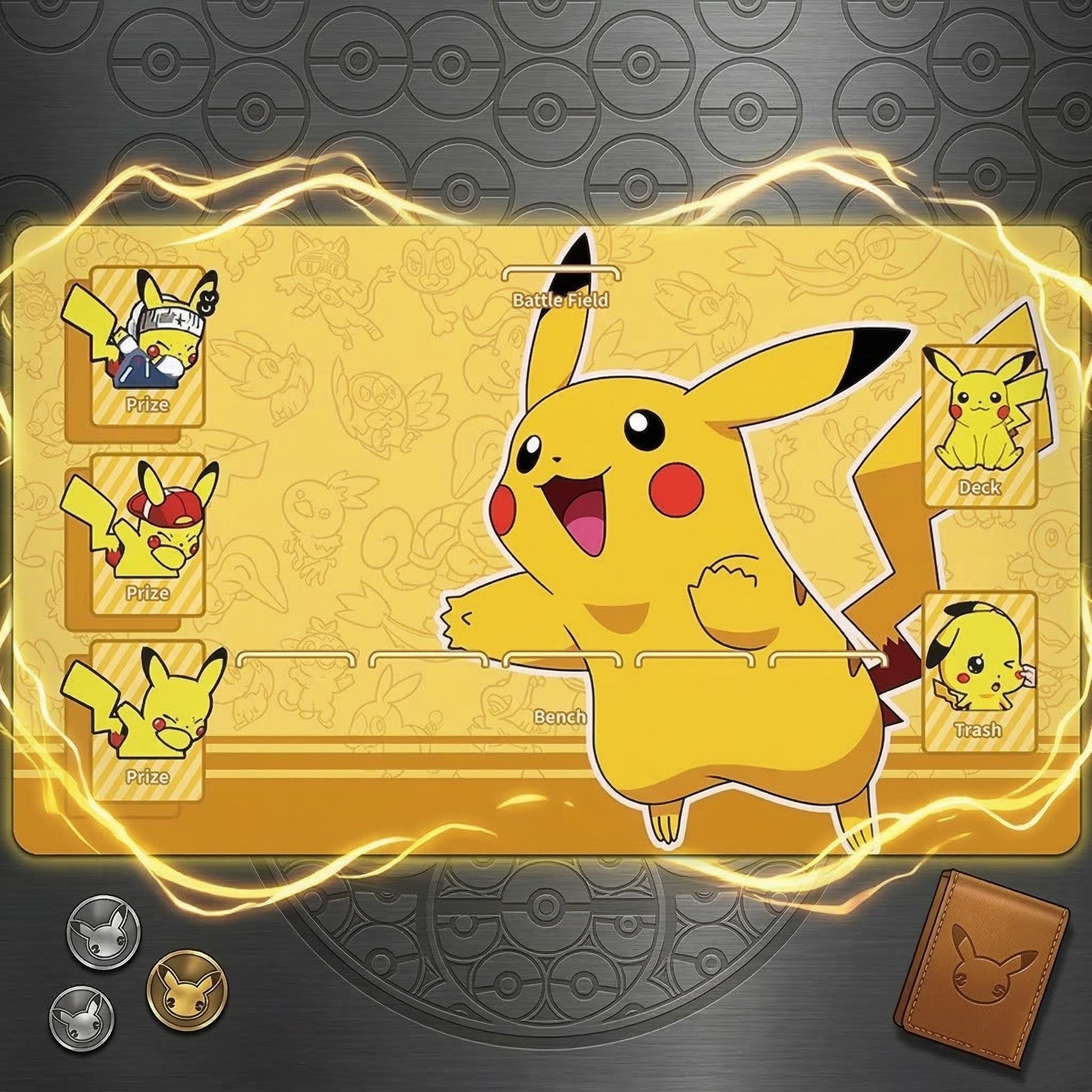 Pokemon Playmat | Pikachu Snorlax Mew Gengar Pokemon TCG Mat | 24" x 14" inch