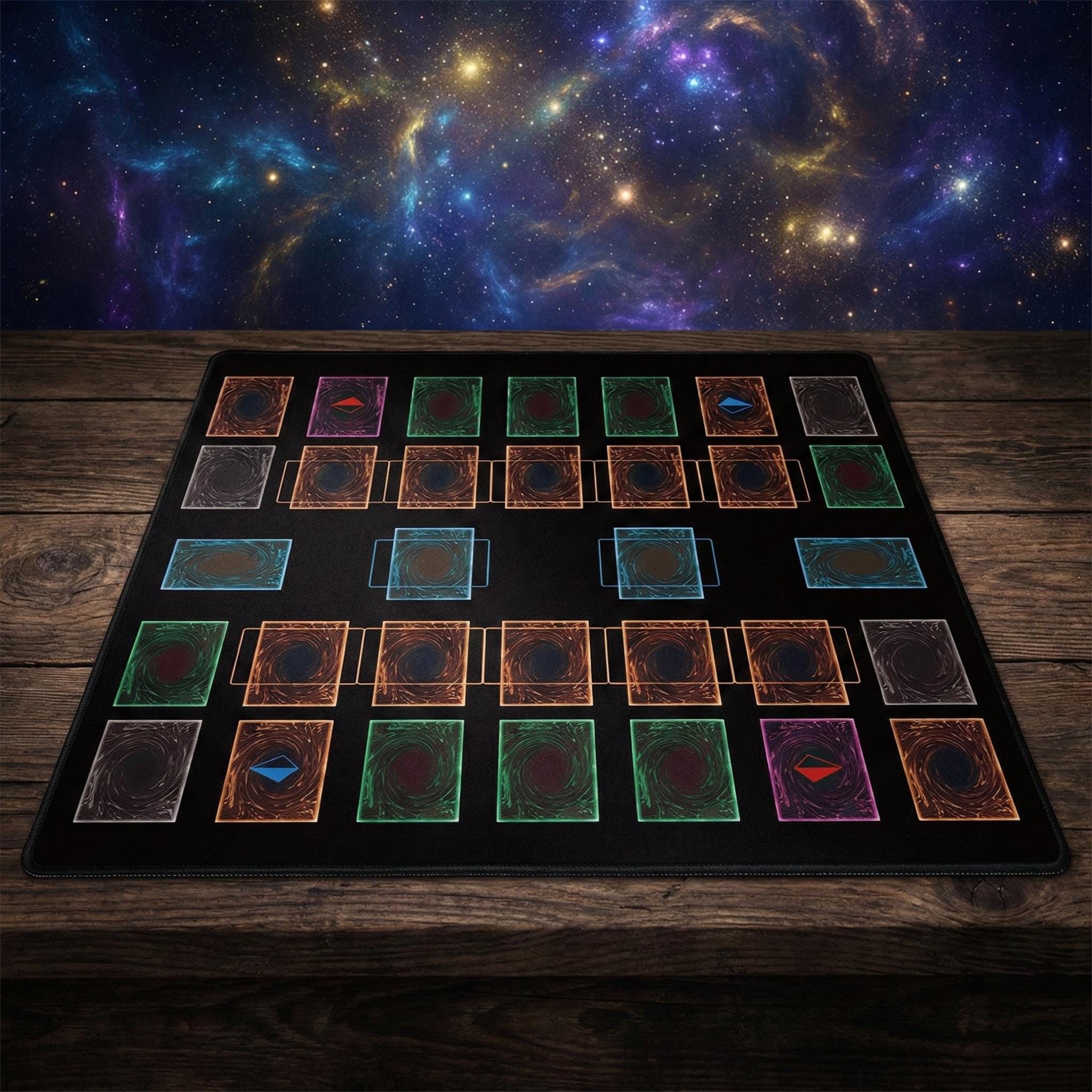 Two Player Yu-Gi-Oh! Playmat | 2 Player YGO Battle Mat | Double Duel Layout | 24 x 24"