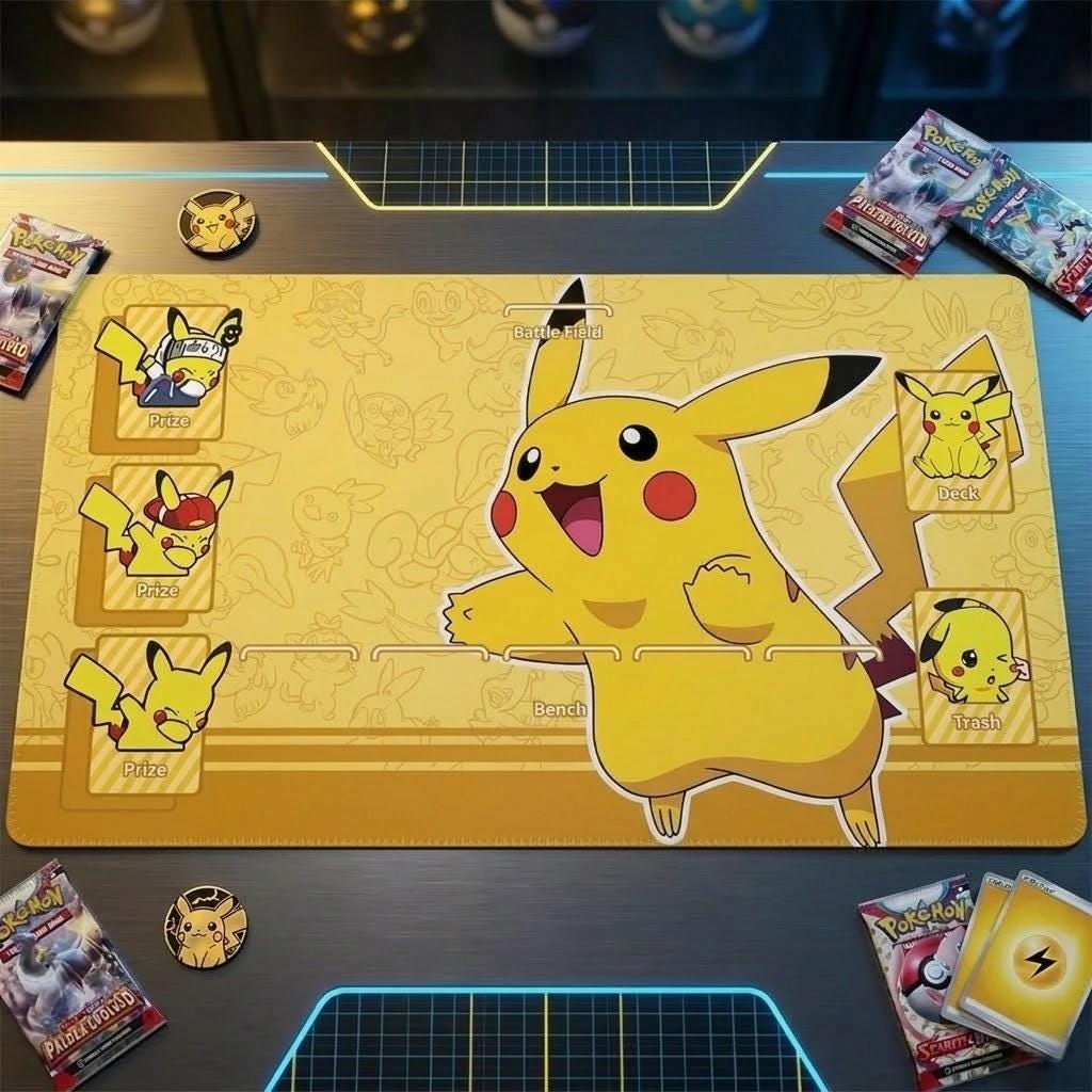 Pokemon Playmat | Pikachu Snorlax Mew Gengar Pokemon TCG Mat | 24" x 14" inch