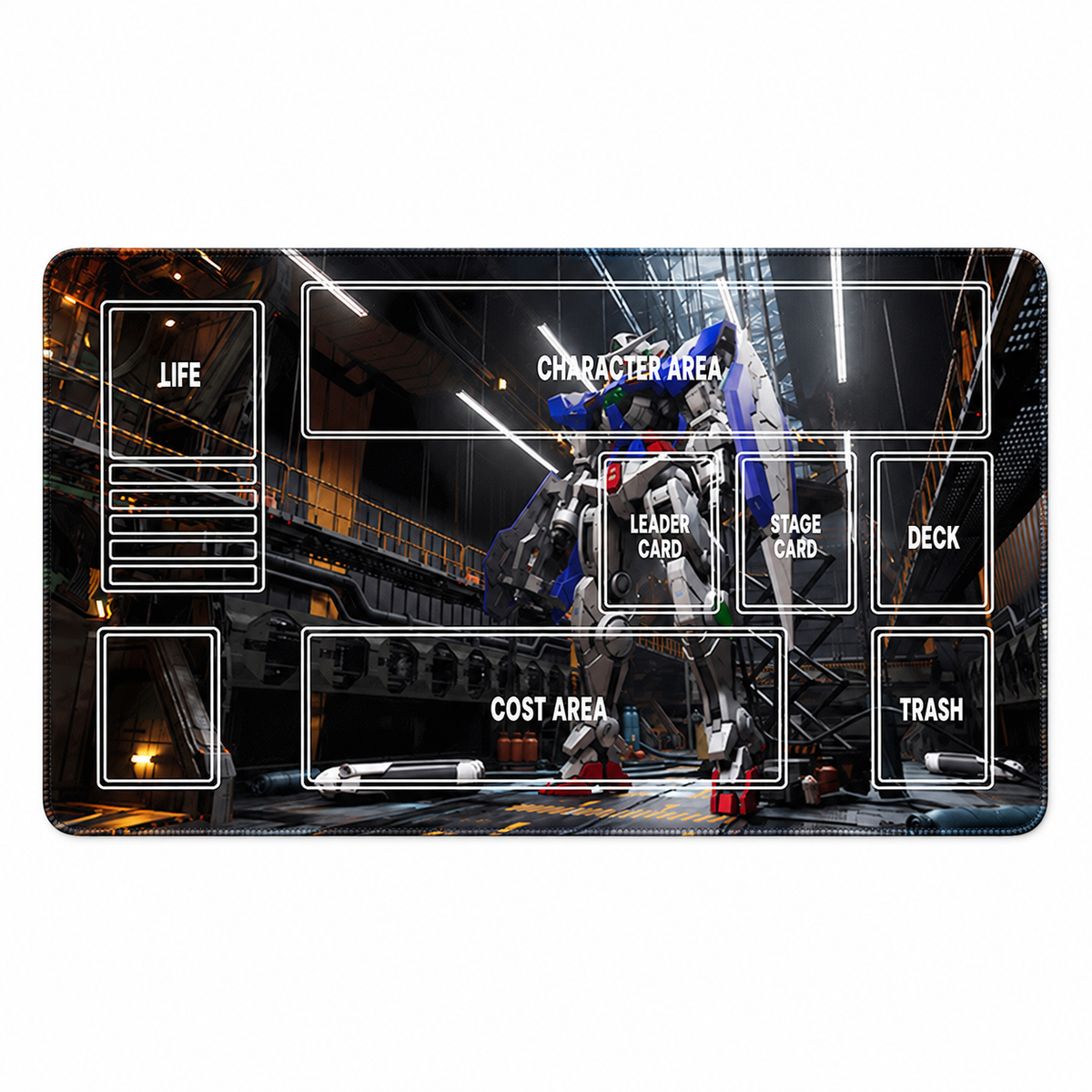 Full GN-001 Exia hangar playmat, 60 x 35 cm, supplied Zone design