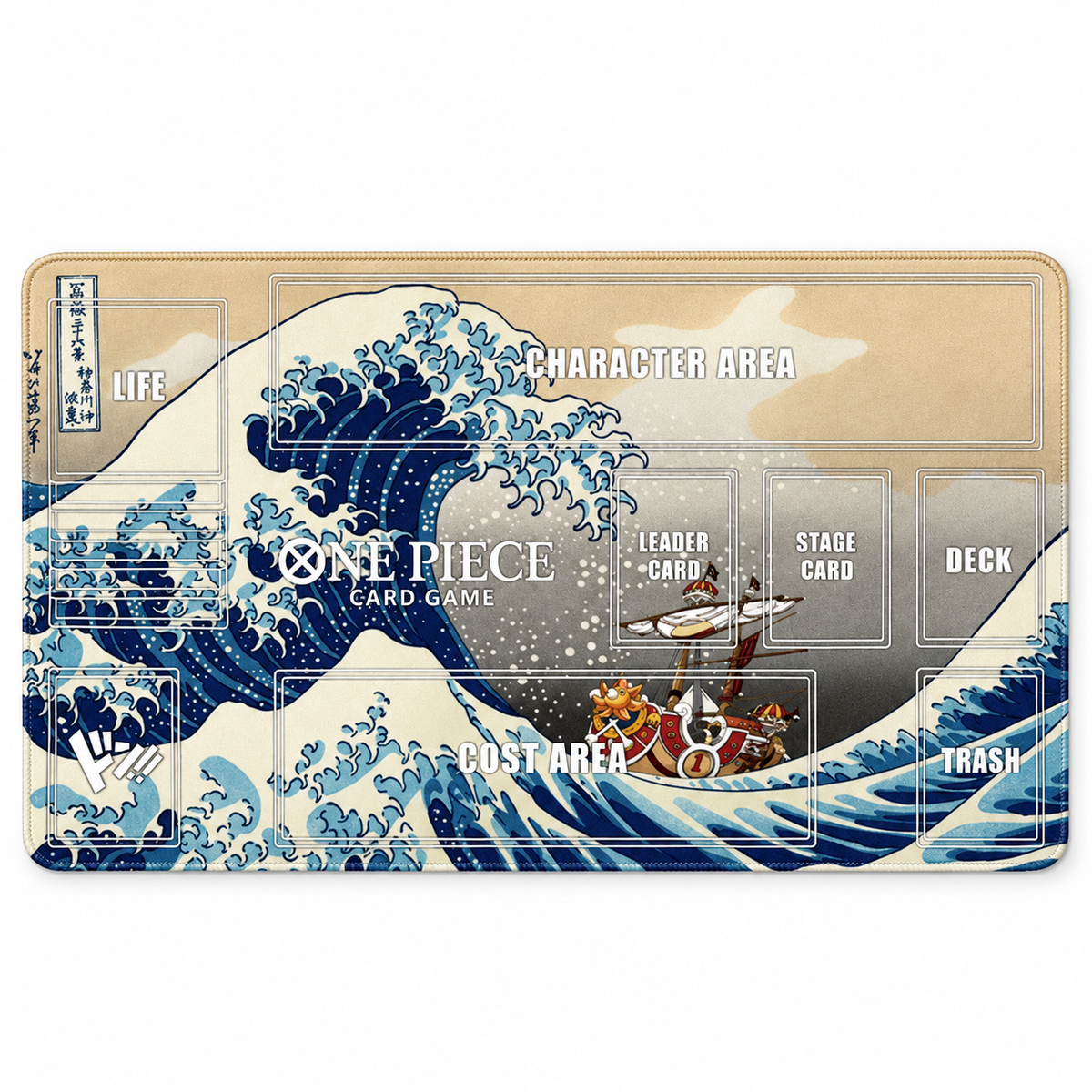 Great Wave Thousand Sunny One Piece zoned playmat, full mat on white background