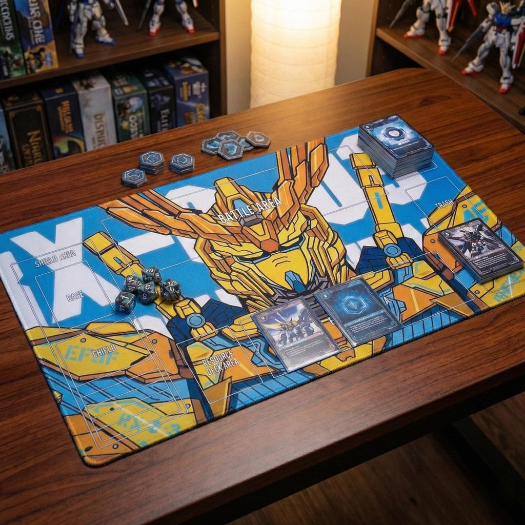 Gundam RX-0 Unicorn 03 Phenex TCG Playmat, 24x14" Mobile Suit Desk Mat, Non-Slip Rubber, Pro Card Pad, Sci-Fi Robot Gamer Gift, Mouse Pad