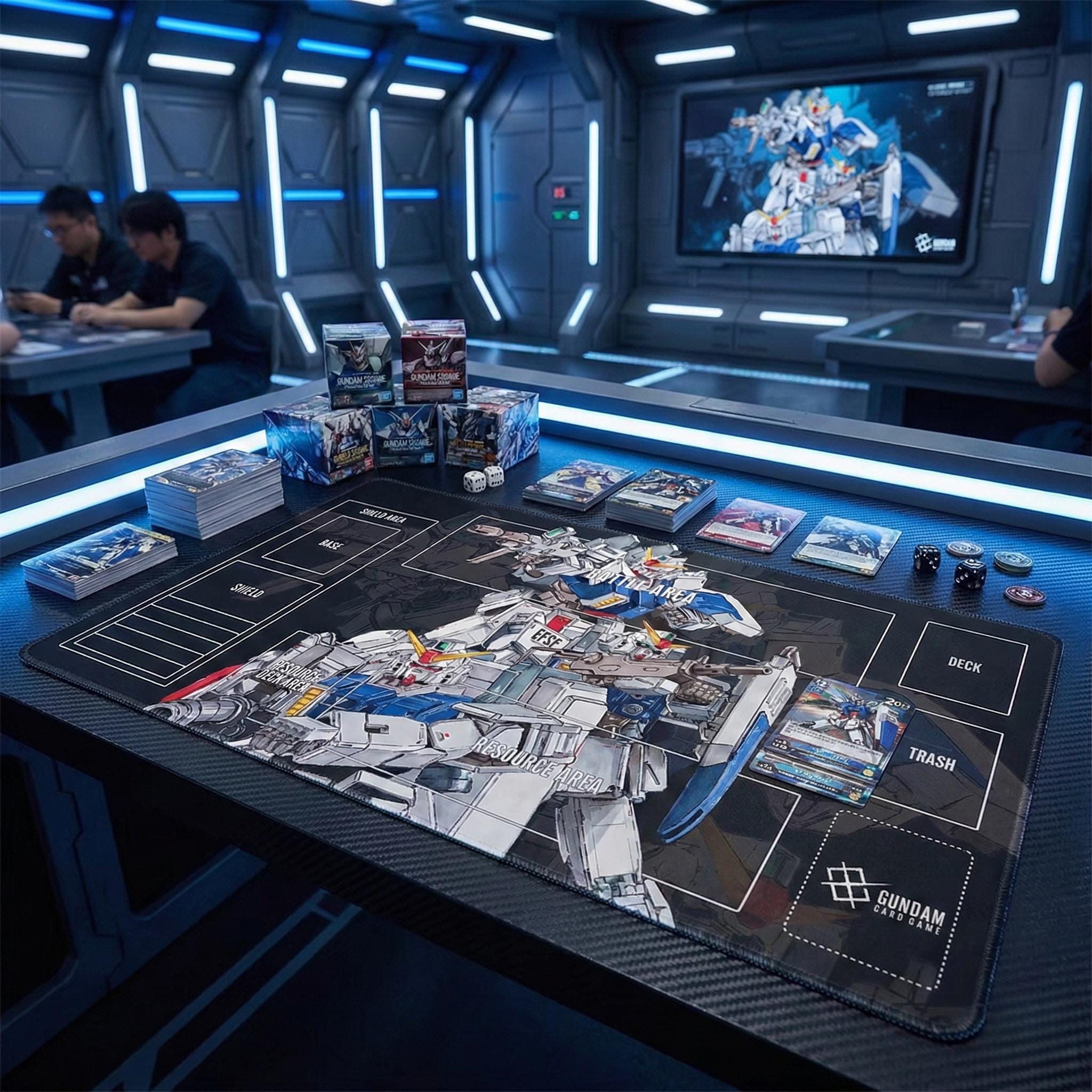 Gundam RX-79 Mecha Playmat, Card Game Desk Mat, 24x14 Inch Gaming Surface