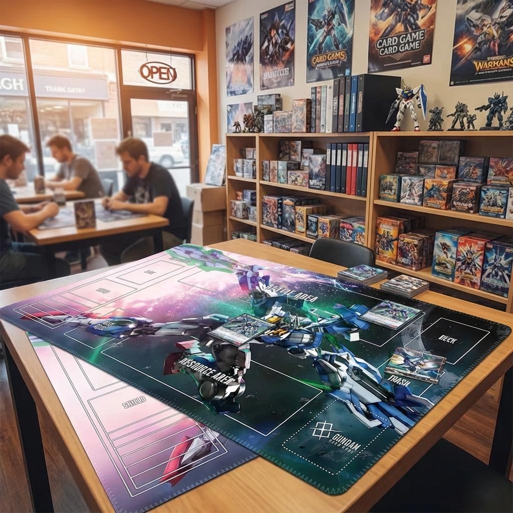 GNT-0000 00 Gundam TCG Playmat, 24x14" Mobile Suit Desk Mat, Pro Card Gaming Pad, Fan Art Gamer Gift