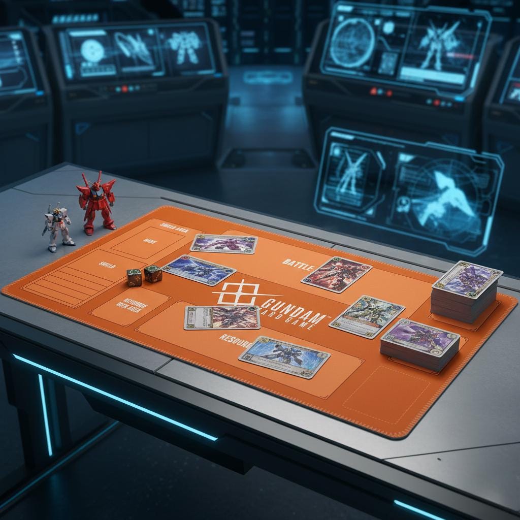 Gundam TCG Playmat, 24x14" Mobile Suit Desk Mat, Pro Card Gaming Pad, Gamer Gift