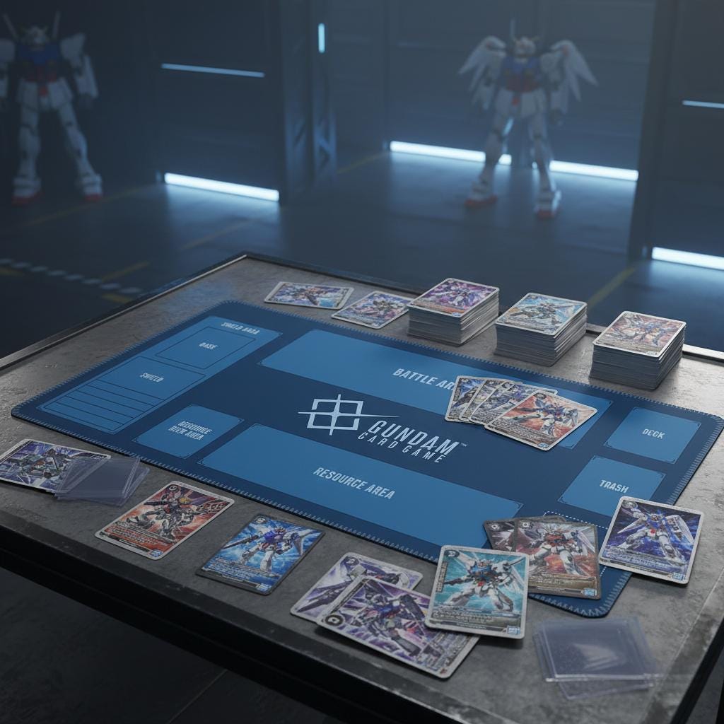 Playmat TCG Gundam with Zones | 24x14 inches Card Mat for GCG Gift