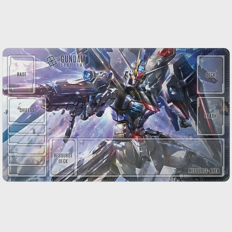 ZGMF-X10A Freedom Gundam Card Game Playmat with Zones | 24x14 inches Card Mat for GCG Gift